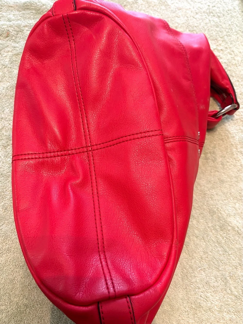 Tignanello Red Genuine Leather Hobo Shoulder Bag